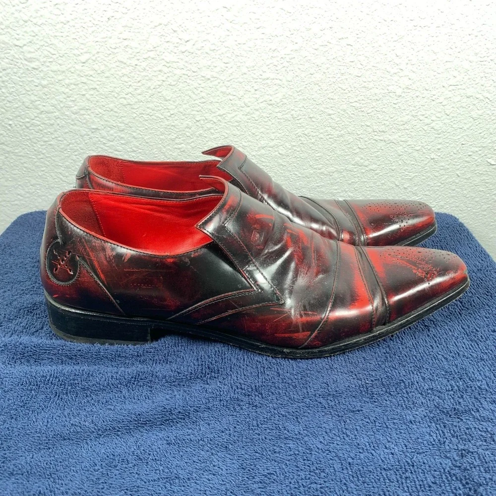 Jeffery West Shoes Villain Red Black Leather Derby Handmade Italy